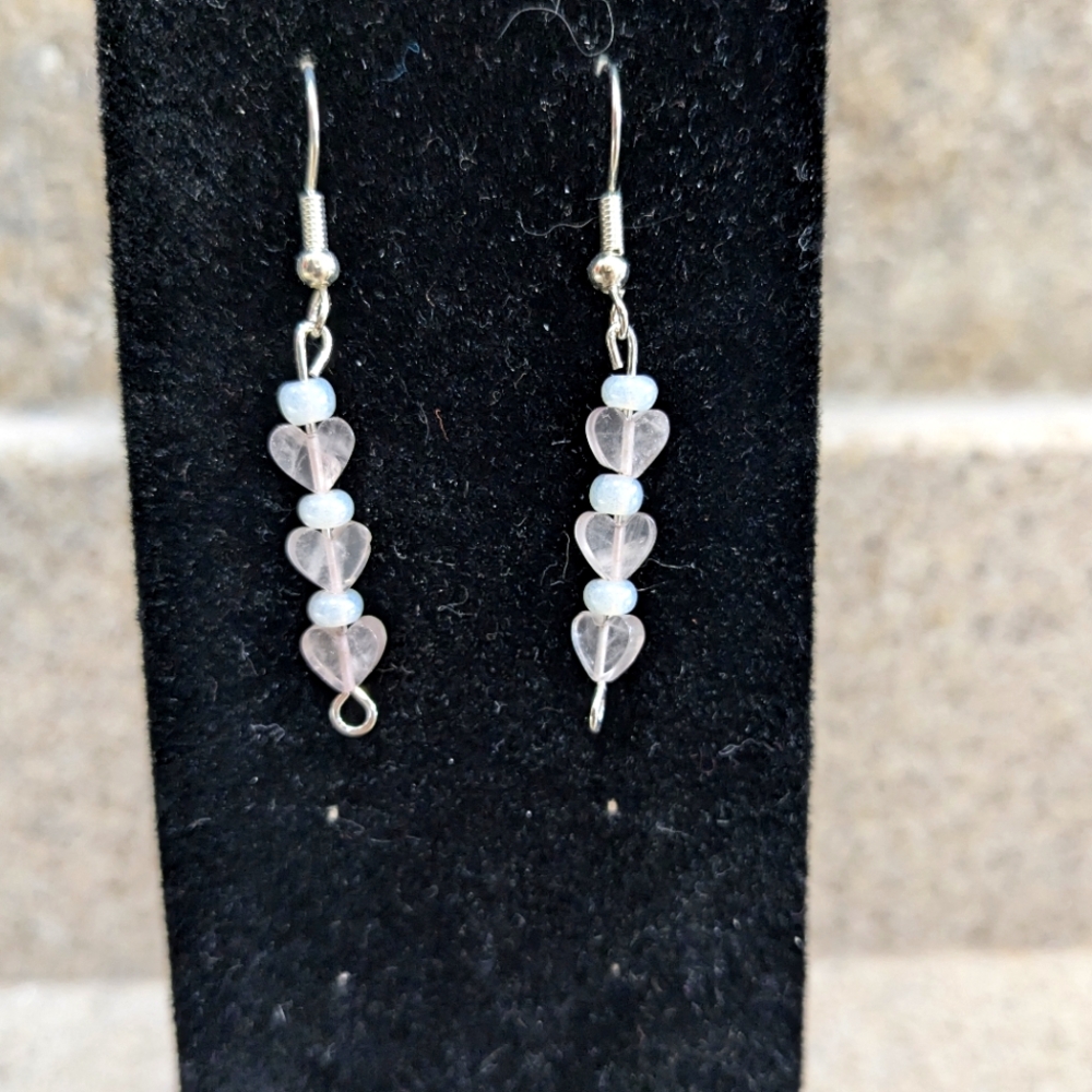Infinite Love ⬤ hanging rose quartz earrings